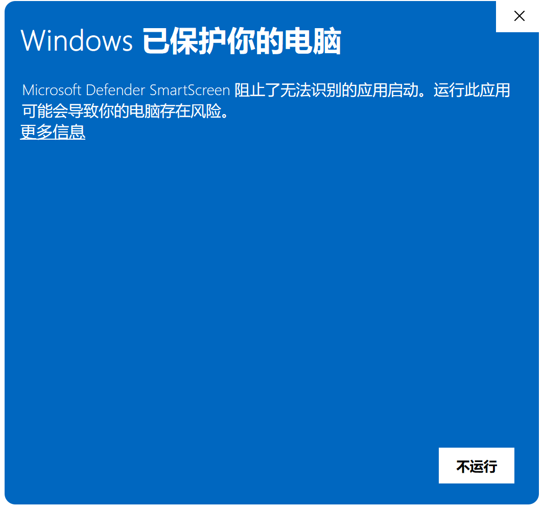 Windows 已保护你的电脑 → 更多信息